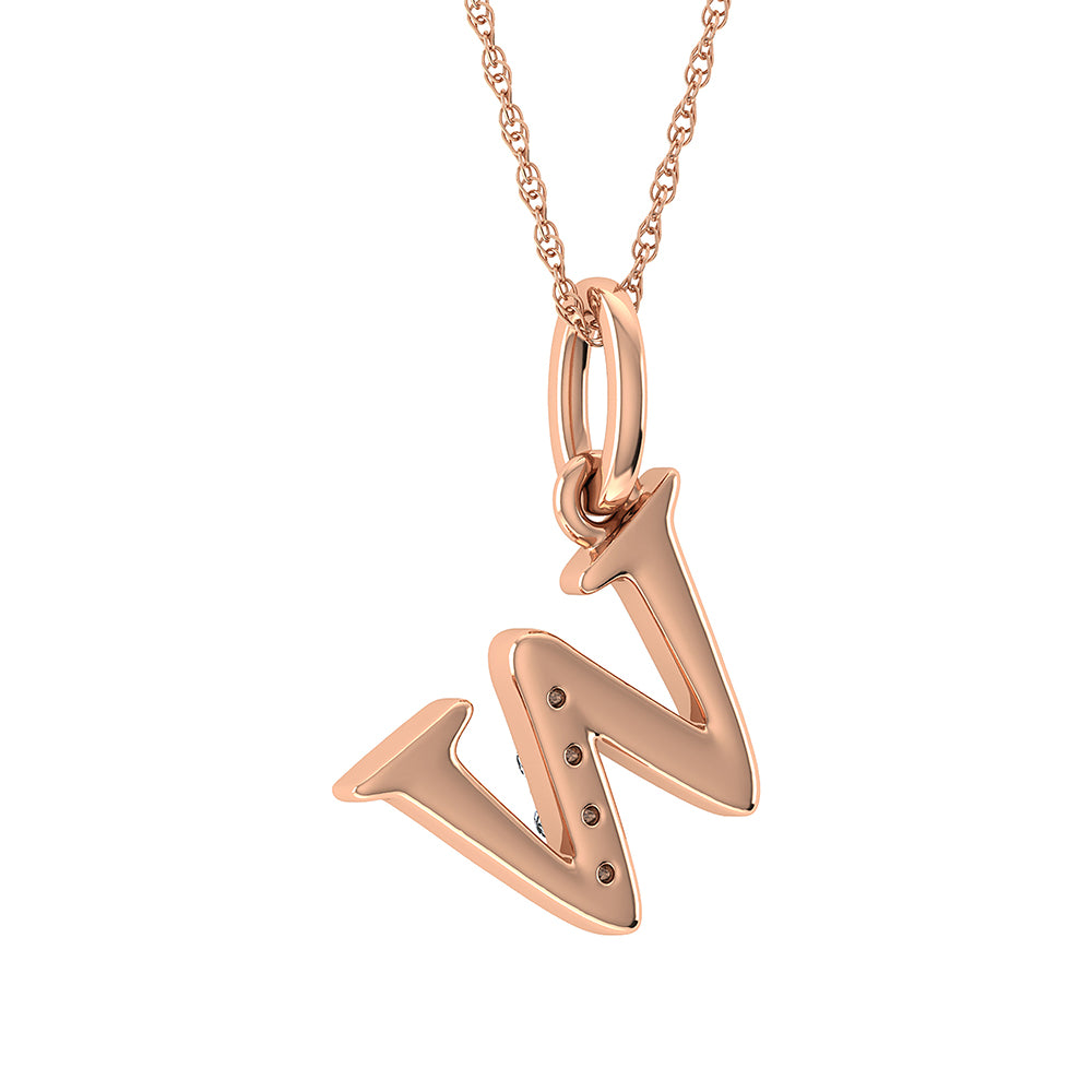 Diamond 1/20 Ct.Tw. Letter W Pendant in 10K Rose Gold