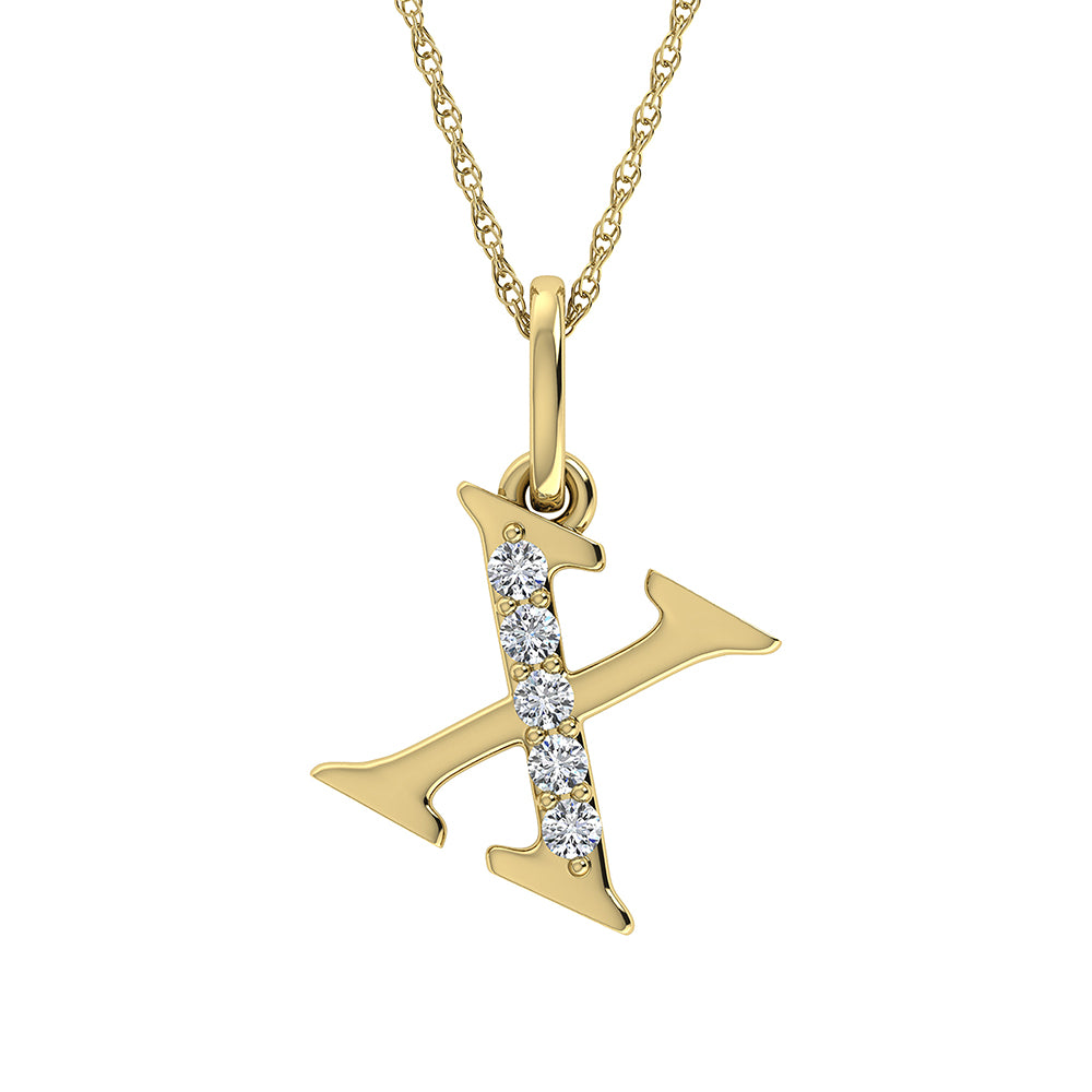 Diamond 1/20 Ct.Tw. Letter X Pendant in 10K Yellow Gold