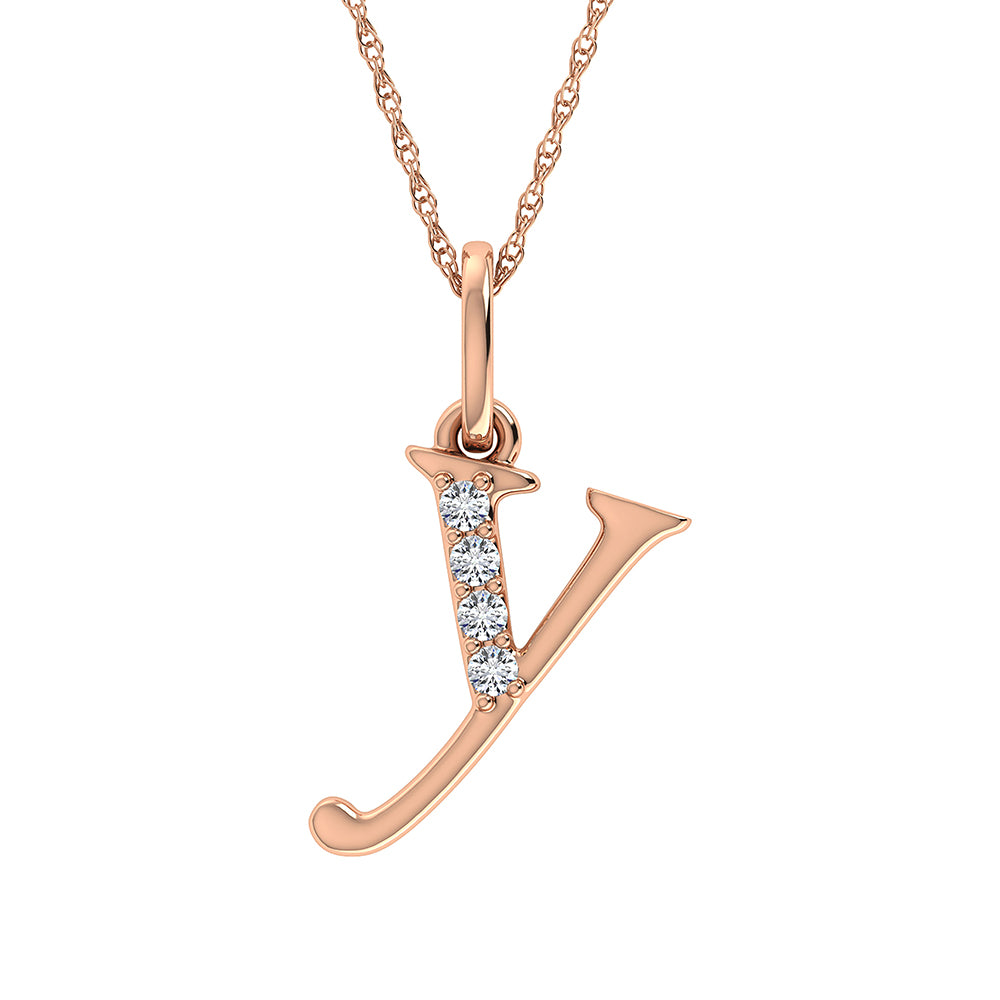 Diamond 1/20 Ct.Tw. Letter Y Pendant in 10K Rose Gold