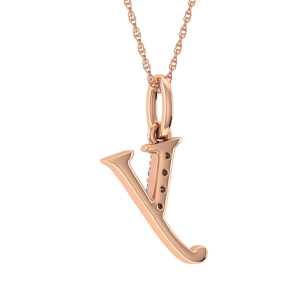 Diamond 1/20 Ct.Tw. Letter Y Pendant in 10K Rose Gold