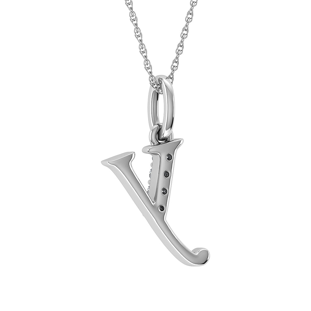 Diamond 1/20 Ct.Tw. Letter Y Pendant in 10K White Gold