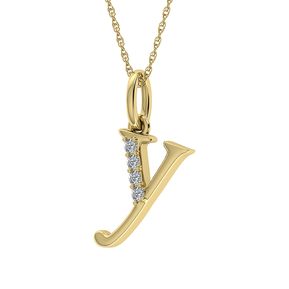 Diamond 1/20 Ct.Tw. Letter Y Pendant in 10K Yellow Gold