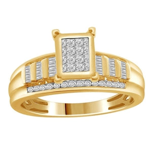 LADIES RING 1/2 CT ROUND/PRINCESS/BAGUETTE DIAMOND 10K YELLOW GOLD