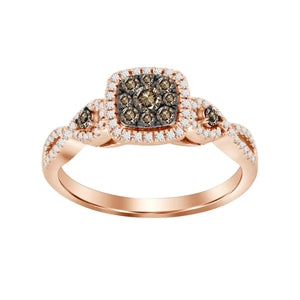 LADIES RING 1/2 CT ROUND/CHOCOLATE DIAMOND 14K ROSE GOLD