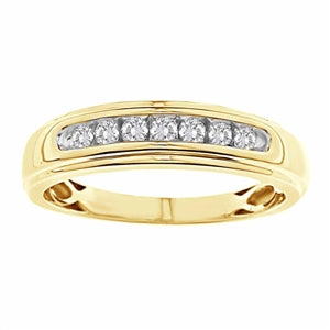 MEN'S BAND 1/4 CT ROUND DIAMOND 10K YELLOW GOLD