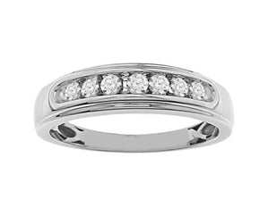 MEN'S BAND 1/3 CT ROUND DIAMOND 10K WHITE GOLD