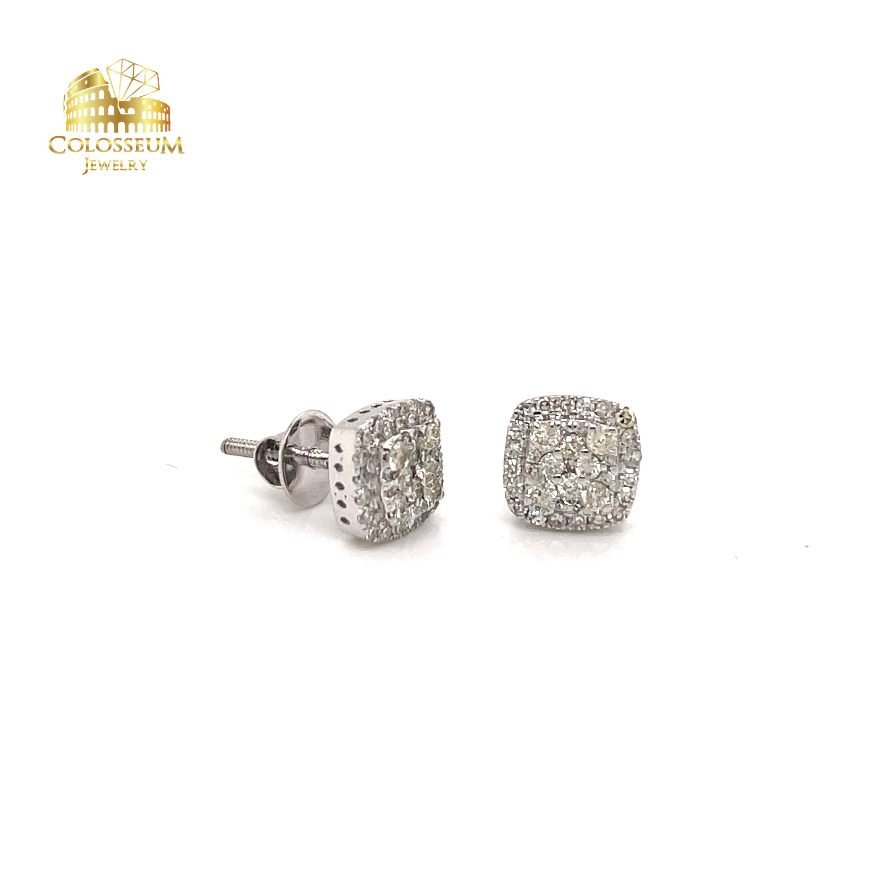 SQUARE SHAPED DIAMOND EARRINGS 1CT - 10K WHITE GOLD