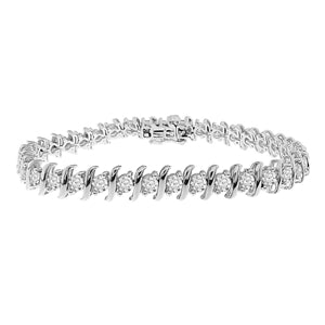 LADIES BRACELET 5 CT ROUND DIAMOND 14K WHITE GOLD