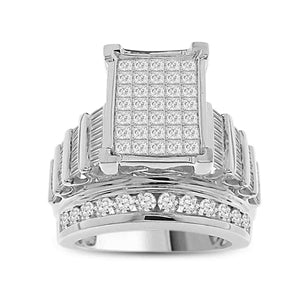 LADIES RING 3 CT ROUND/PRINCESS/BAGUETTE DIAMOND 10K WHITE GOLD