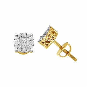 MENS  EARRINGS 1/4 CT ROUND/PRINCESS DIAMOND 10K YELLOW GOLD