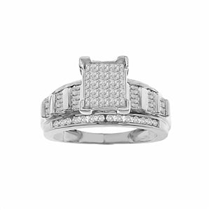 LADIES RING 1 CT ROUND/PRINCESS/BAGUETTE DIAMOND SILVER