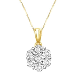 LADIES PENDANT 3/4 CT ROUND DIAMOND 14K YELLOW GOLD