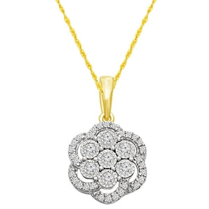 LADIES PENDANT 1/4 CT ROUND DIAMOND 10K YELLOW GOLD (CHAIN INCLUDED)