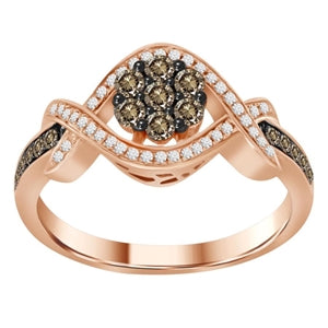 LADIES RING 1/2 CT ROUND /CAPPUCCINO 10K ROSE GOLD