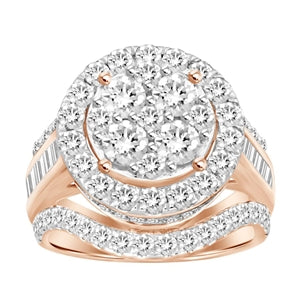 LADIES RING 3 CT ROUND/BAGUETTE DIAMOND 10K ROSE GOLD