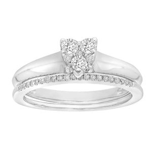 LADIES BRIDAL RING SET 1/3 CT ROUND DIAMOND 10K WHITE GOLD