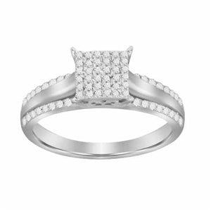 LADIES RING 1/5 CT ROUND DIAMOND 10K WHITE GOLD