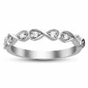 LADIES STACKABLE RINGS 1/10 CT ROUND DIAMOND 14K WHITE GOLD