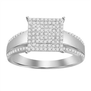 LADIES RING 1/3 CT ROUND DIAMOND 10KT WHITE GOLD