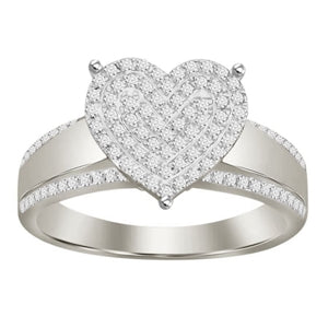 LADIES RING 1/3 CT ROUND DIAMOND 10K WHITE GOLD