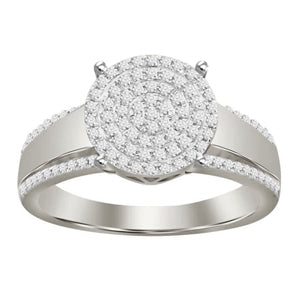 LADIES RING 1/3 CT ROUND DIAMOND 10K WHITE GOLD