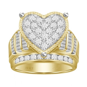 LADIES RING 1 CT ROUND DIAMOND 10K YELLOW GOLD