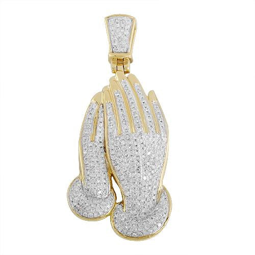 10KY 1.10CTW DIAMOND PRAYING HANDS PENDANT