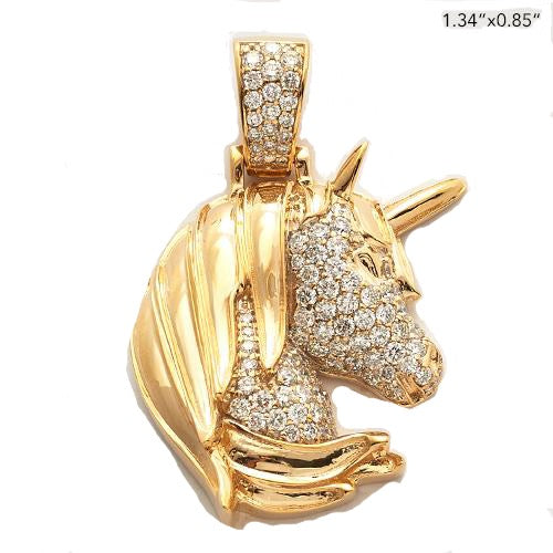 10KY 1.00CTW DIAMOND UNICORN PENDANT