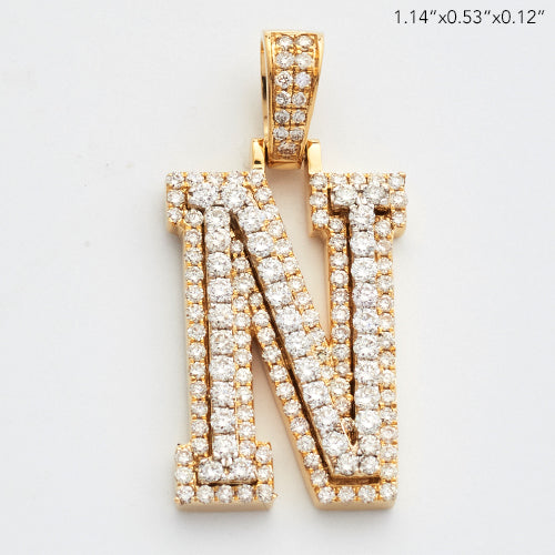 10KY 1.10CTW DIAMOND 3D TWO TONE LETTER PENDANT