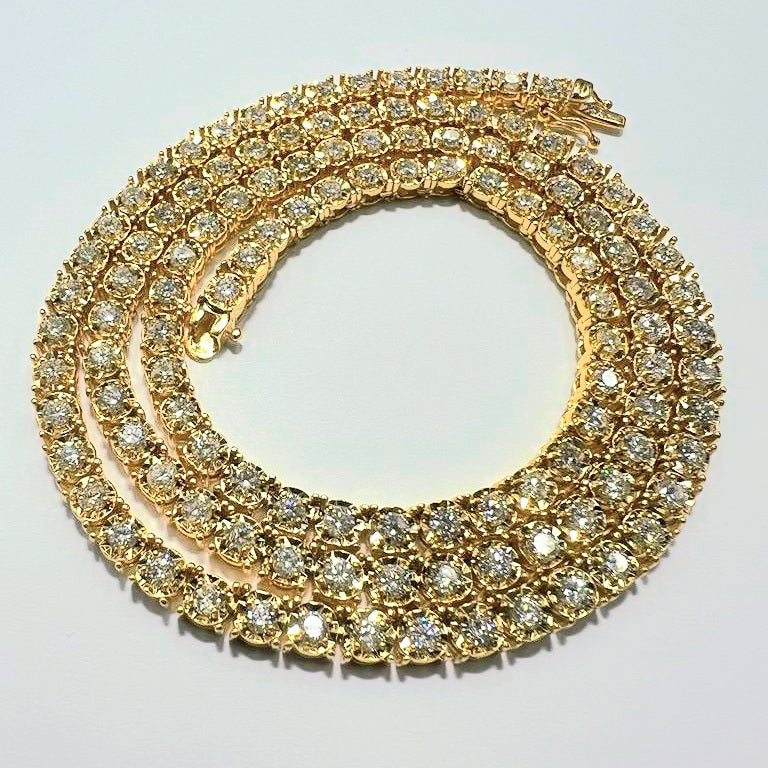 14K Yellow Gold Diamond Tennis Chain With 8.30CTW Diamonds