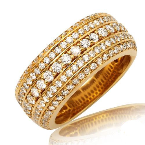 14KY 2.65CTW DIAMOND MENS 5-ROW BAND