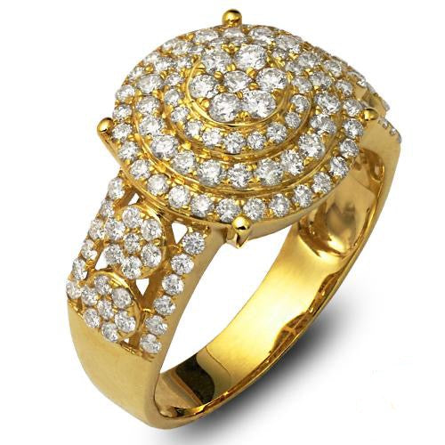 14KY 1.75CTW DIAMOND MENS DOME CLUSTER RING - CLUS