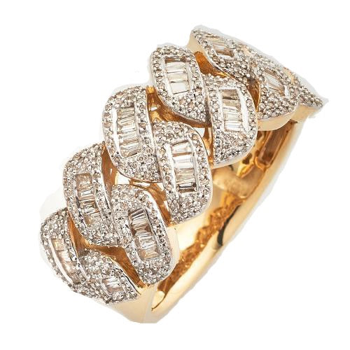 10KY 1.30CTW BAGUETTE DIAMOND MIAMI CUBAN MENS