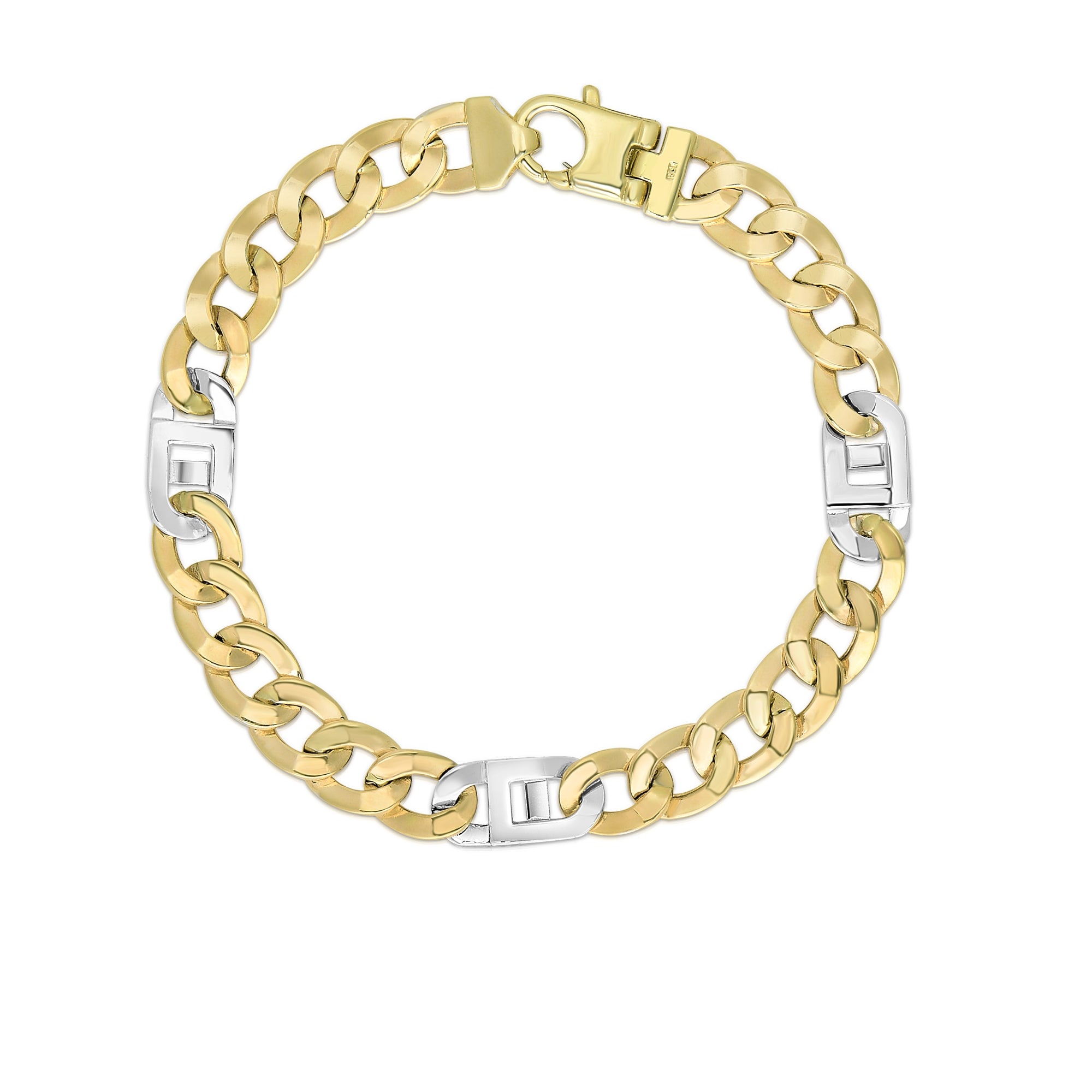 14K Gold Fancy Figaro Cuban Link with White Lobster Lock