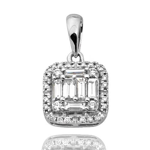 14KW 0.50CTW BAGUETTE DIAMOND PENDANT WITH SQUARE