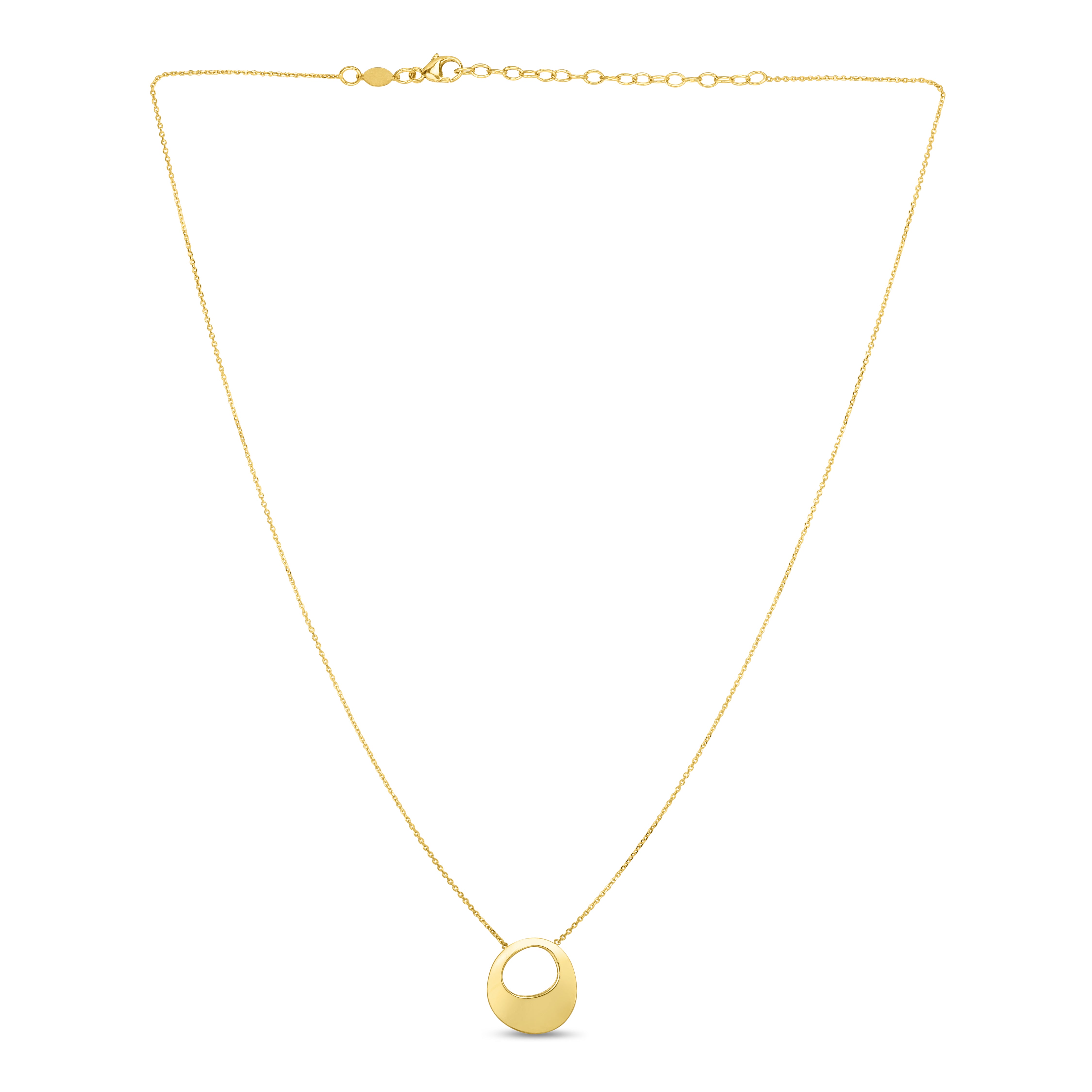 14K Gold Polished Open Circle Necklace