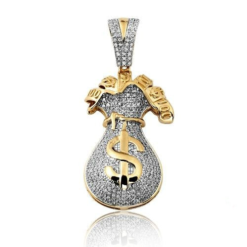 10KY 0.75CTW DIAMOND MONEY BAG PENDANT