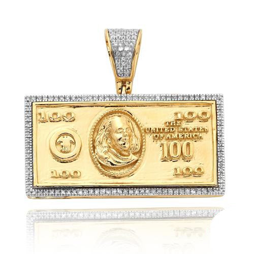 10KY 0.40CTW DIAMOND $100 BILL PENDANT