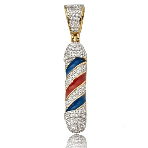 10KY 0.35CTW DIAMOND BARBER POLL PENDANT With ENAMEL