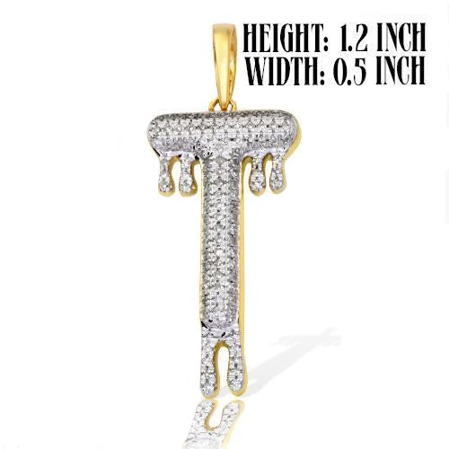 10KY 0.30CTW DIAMOND DRIPPING INITIAL PENDANT