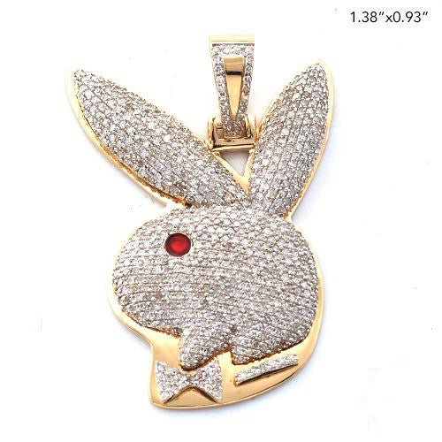 10KY 1.50CTW DIAMOND RABBIT WITH BOWTIE PENDANT