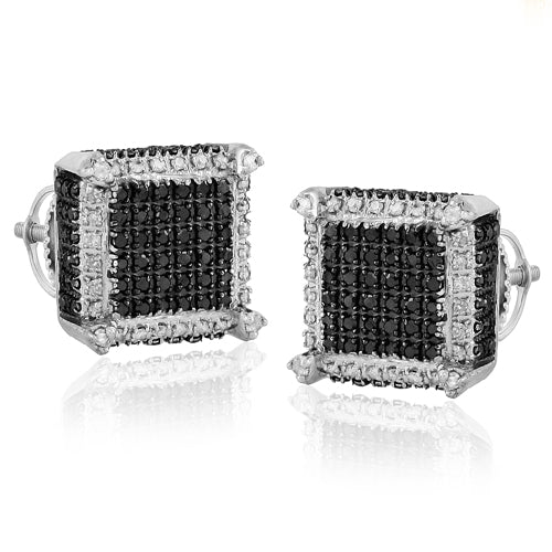 SS 0.40CTW BLACK & WHITE DIAMOND DICE EARRINGS