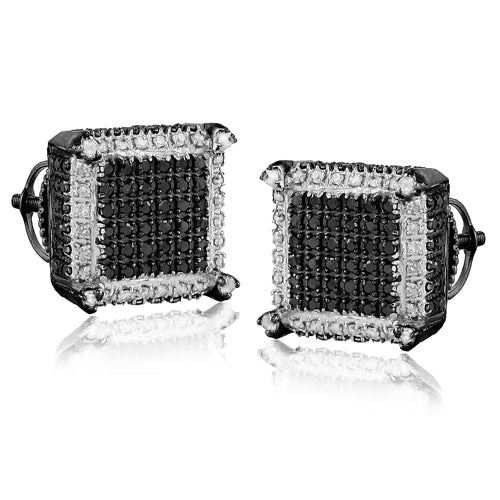 BS 0.65CTW BLACK & WHITE DIAMOND SQUARE PRONG EARR