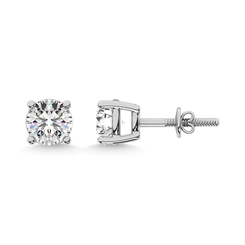 14K White Gold 1/20 Ct.Tw. Premium Diamond Stud Earrings