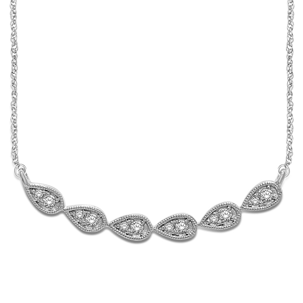 14K White Gold 1/8 Ct.Tw. Diamond Stackable Necklace