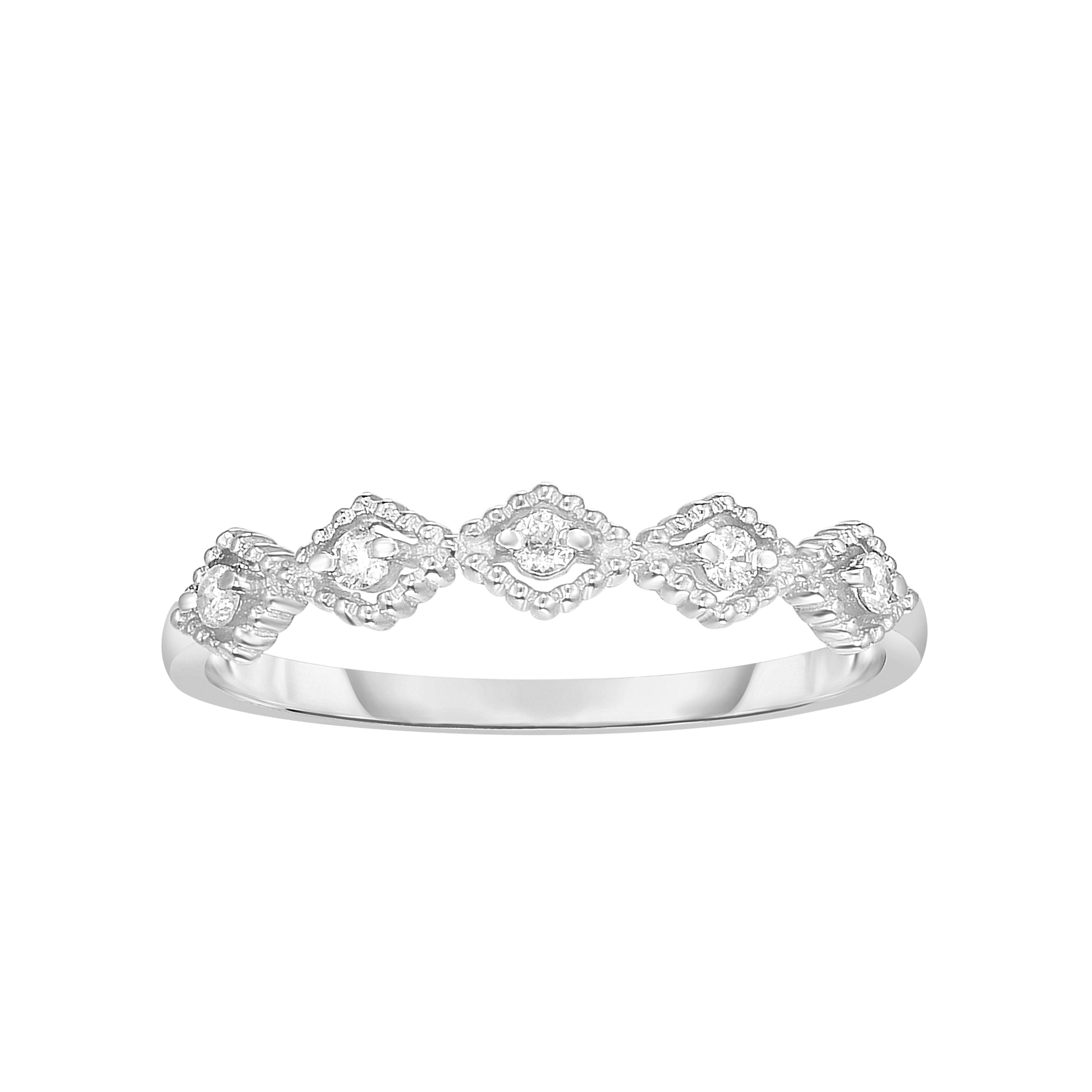 14K Gold .08ct Diamond Kite Shape Stackable Ring