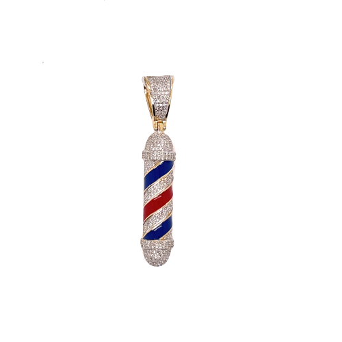 10KY 0.35CTW DIAMOND BARBER POLL PENDANT With ENAMEL