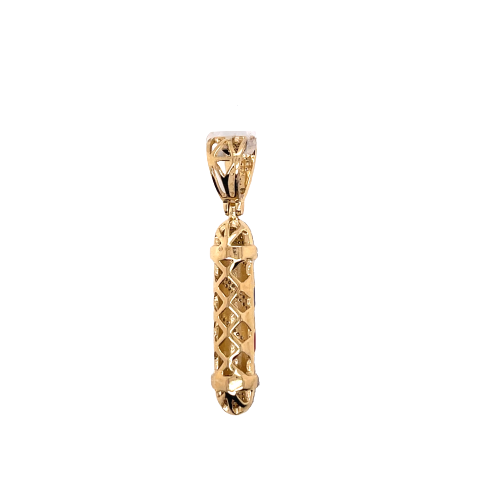 10KY 0.35CTW DIAMOND BARBER POLL PENDANT With ENAMEL