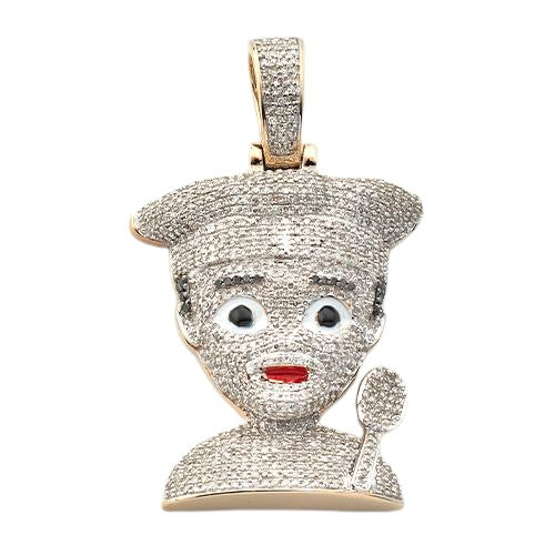 10KY 1.70CTW DIAMOND CHEF EMOJI PENDANT